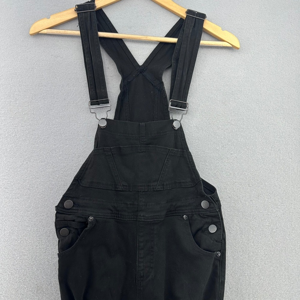 American Bazi Black Distressed Ripped Skinny Denim Overalls Juniors S Punk Goth